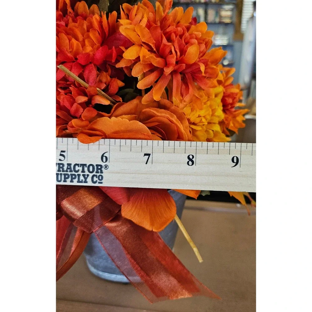 Handmade Fall Floral Arrangement OS Orange Pumpkin Harvest Centerpiece Decor